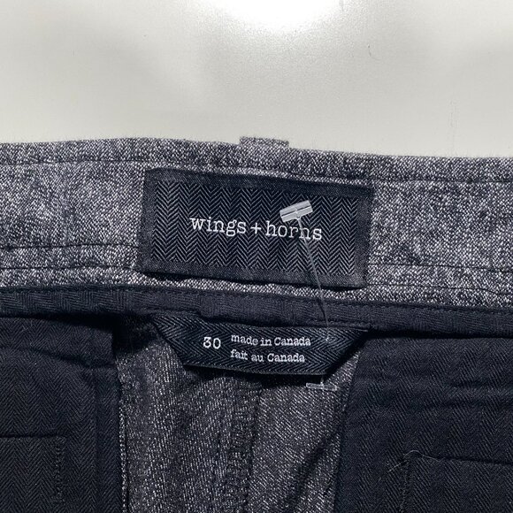 Wings + Horns Button Fly Knit Tapered Fit Gray Cropped Trousers men's size 30x25 - Picture 4 of 8